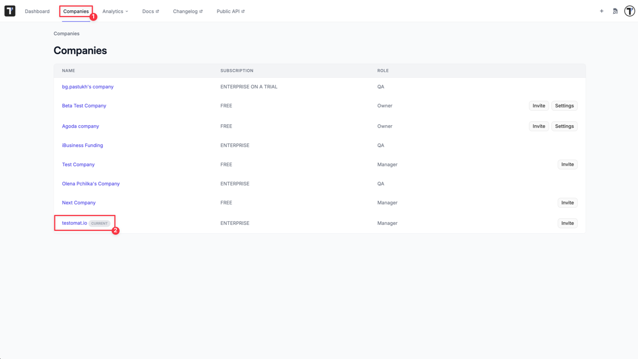 Testomatio.io - Company statistics export